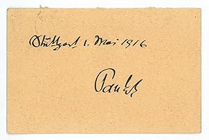 Bild des Verkufers fr Autograph signature. zum Verkauf von Antiquariat INLIBRIS Gilhofer Nfg. GmbH