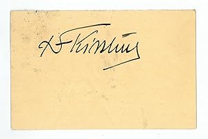 Bild des Verkufers fr Autograph signature. zum Verkauf von Antiquariat INLIBRIS Gilhofer Nfg. GmbH