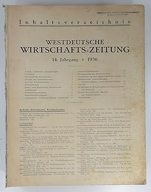 Westdeutsche Wirtschafts-Zeitung. 14. Jahrgang - 1936 (kompletter Jahrgang in 52 Heften).