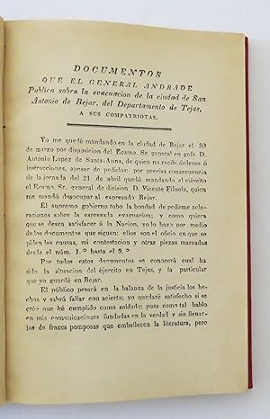 Documentos para la historia de la guerra de Tejas. Diario de las operaciones militares de la divi...