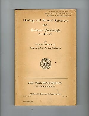 Bild des Verkufers fr GEOLOGY AND MINERAL RESOURCES OF THE ORISKANY QUADRANGLE (ROME QUADRANGLE) zum Verkauf von Jim Hodgson Books