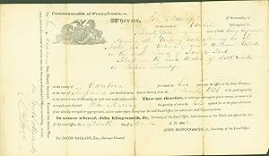 Document for Land Purchase Commonwealth of Pennsylvania, 1842