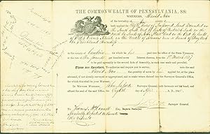 Document for land purchase Commonwealth of Pennsylvania, 1846