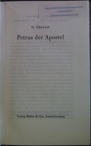 Seller image for Petrus der Apostel. for sale by books4less (Versandantiquariat Petra Gros GmbH & Co. KG)