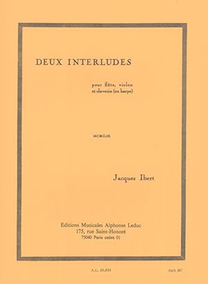 Bild des Verkufers fr 2 interludes pour flte, violon et clavecin (piano, harpe) zum Verkauf von moluna