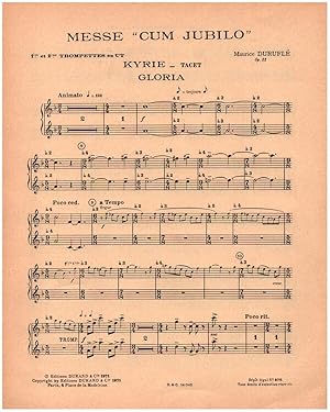 Seller image for Messe cum jubilo op.11 pour baryton(s), orgue et quintette    cordes trompettes 1/2 en ut (ad lib) for sale by moluna