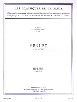 Bild des Verkufers fr Menuet de M. Duport pour flute et piano zum Verkauf von moluna