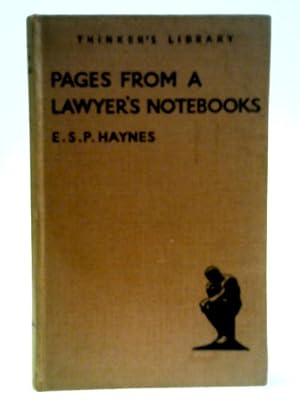 Bild des Verkufers fr The Thinker's Library No. 75: Pages From A Lawyer's Notebooks zum Verkauf von World of Rare Books