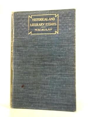 Bild des Verkufers fr Essays, Historical and Literary zum Verkauf von World of Rare Books