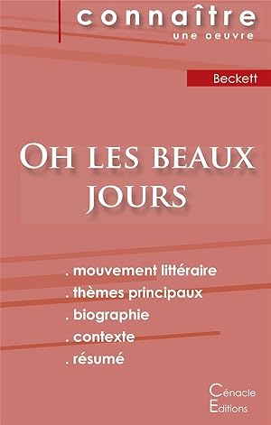 fiche de lecture oh les beaux jours, de Samuel Beckett ; (analyse littéraire de référence et résu...