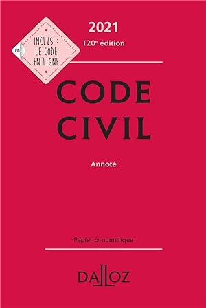 Bild des Verkufers fr code civil annot (dition 2021) zum Verkauf von Chapitre.com : livres et presse ancienne