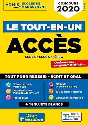 Bild des Verkufers fr ACCES ; ESDES, ESSCA, IESEG ; le tout-en-un (dition 2020) zum Verkauf von Chapitre.com : livres et presse ancienne