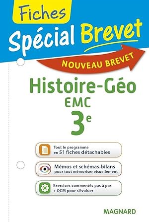 fiches spécial brevet : histoire-géo, EMC ; 3e (nouveau brevet)