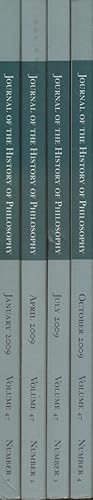 Bild des Verkufers fr [1 vol. in 4 iss.] Journal of the History of Philosophy. Vol. 47. zum Verkauf von Fundus-Online GbR Borkert Schwarz Zerfa