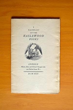 Seller image for A Handlist of the Haslewood Books for sale by Woodbridge Rare Books