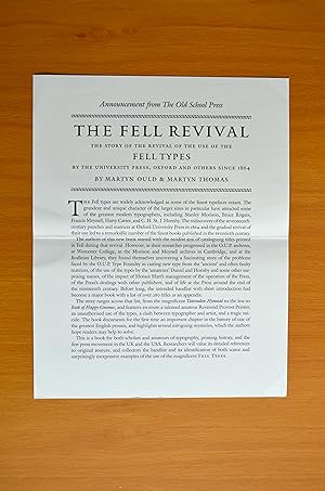 Image du vendeur pour Announcement for The Fell Revival mis en vente par Woodbridge Rare Books