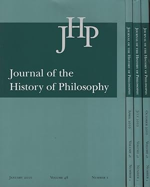 Seller image for [4 Volumes in 1] Journal of the History of Philosophy: Volume 48 - January 2010, Number 1; April 2010, Number 2; July 2010, Number 3; October 2010, Number 4. for sale by Fundus-Online GbR Borkert Schwarz Zerfa