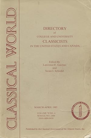 Seller image for Directory of College and University Classicists in the United States and Canada. Published by the Classical Association of the Atlantic States. for sale by Fundus-Online GbR Borkert Schwarz Zerfa