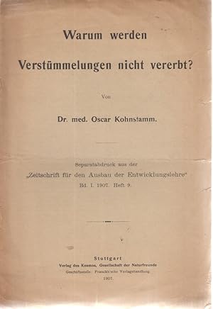 Imagen del vendedor de Warum werden Verstmmelungen nicht vererbt? a la venta por Fundus-Online GbR Borkert Schwarz Zerfa