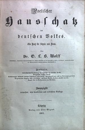 Bild des Verkufers fr Poetischer Hausschatz des deutschen Volkes. Ein Buch fr Schule und Haus. zum Verkauf von books4less (Versandantiquariat Petra Gros GmbH & Co. KG)