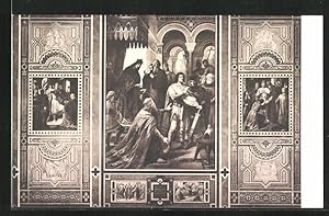 Bild des Verkufers fr Ansichtskarte Goslar, Kaiserhaus, Wislicenus, Barbarossas Fussfall vor Heinrich dem Lwen zum Verkauf von Bartko-Reher