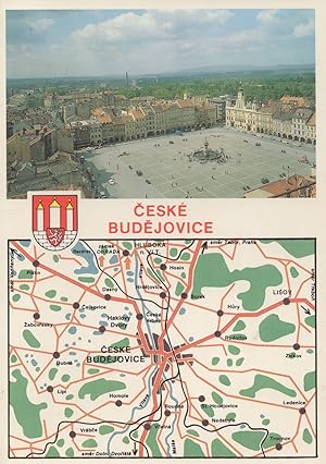 Budejovice Czech Republic Map Rare Folding Postcard