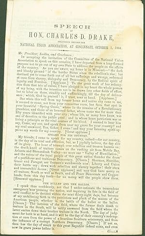 Speech of Hon. Charles D. Drake delivered before the National Union Association, at Cinncinati, O...