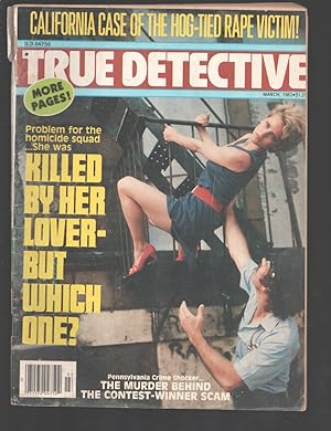 True Detective 3/1982-RGH-Fire escape rescue cover-'He Set Fire To The Drug Dealer'-Violent crime...