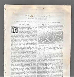 Immagine del venditore per Abraham Lincoln A History, Part XVI: Premier Or President? venduto da Legacy Books II