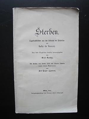 Sterben. Tagebuchblätter aus der Schlacht bei Waterloo von Lady de Lancey. Aus dem Englischen her...