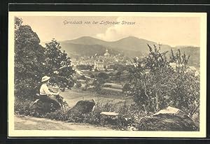 Bild des Verkufers fr Ansichtskarte Gernsbach, Frau schaut von der Loffenauer Strasse auf die Stadt zum Verkauf von Bartko-Reher