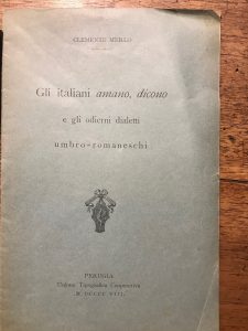 Imagen del vendedor de GLI ITALIANI AMANO, DICONO E GLI ODIERNI DIALETTI UMBRO ROMANESCHI a la venta por AL VECCHIO LIBRO