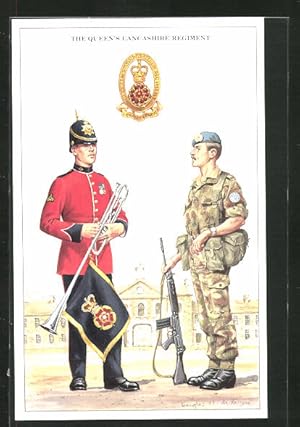 Postcard The Queen`s Lancashire Regiment, britische Soldaten in Uniform