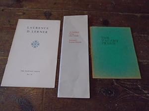 Bild des Verkufers fr Laurence D. Lerner (The Fantasy Poets No.28); A Garland from the Greek; The Vacant Frame [3 poetry booklets] zum Verkauf von Keoghs Books