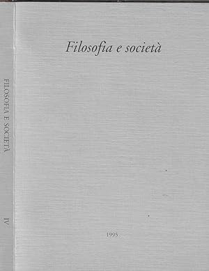 Bild des Verkufers fr Filosofia e societ Vol. XII 1995 zum Verkauf von Biblioteca di Babele