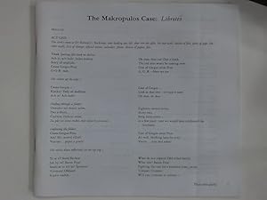 Bild des Verkufers fr The Makropulos Case: Libretto. zum Verkauf von Plurabelle Books Ltd