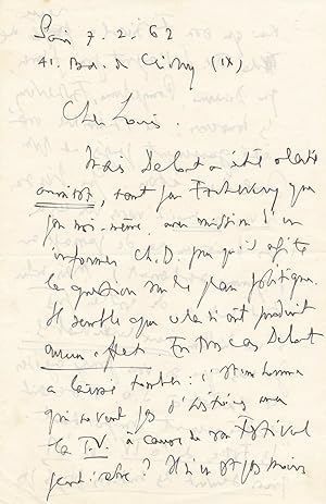 compositeur Henri Sauguet lettre autographe signée 1962 Louis Emié droits auteur