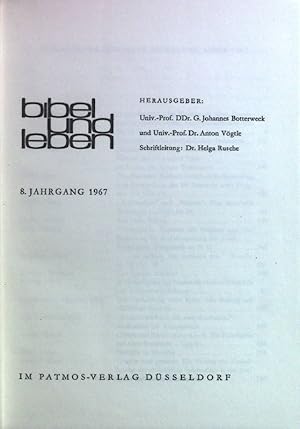 Bild des Verkufers fr Bibel und Leben. 8. Jahrgang 1967 zum Verkauf von books4less (Versandantiquariat Petra Gros GmbH & Co. KG)