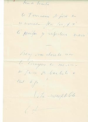 Lettre autographe signée adressée à Maître Thorvald Mikkelsen : "on passe des bachots à tout âge !"