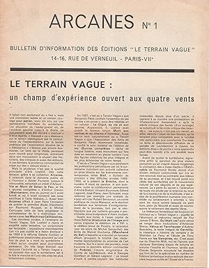Arcanes N° 1. Bulletin d'information des éditions Le terrain vague.