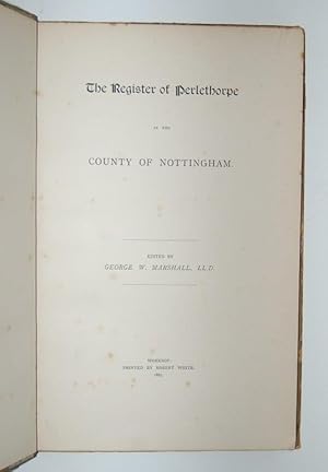 The Registers of Perlethorpe in the County of Nottingham.