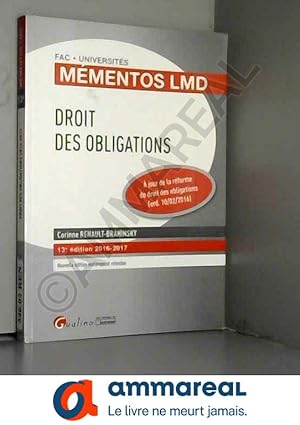 Image du vendeur pour Mmentos LMD - Droit des obligations 2016-2017 mis en vente par Ammareal