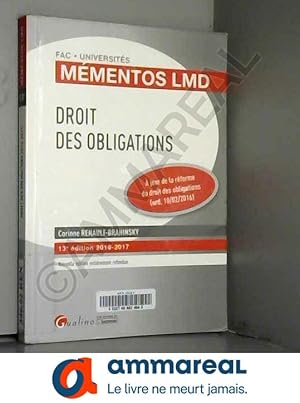 Image du vendeur pour Mmentos LMD - Droit des obligations 2016-2017 mis en vente par Ammareal