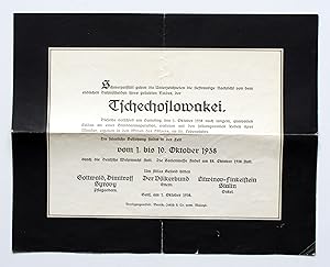 Propagandaflugblatt 1938 Todesanzeige Tschechoslowakei