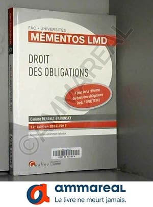 Image du vendeur pour Mmentos LMD - Droit des obligations 2016-2017 mis en vente par Ammareal