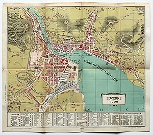 Seller image for Lucerne 1909 Stadtplan mit Hotelverzeichnis und Sehenswrdigkeiten for sale by Versandantiquariat Hsl