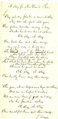 AUTOGRAPH MANUSCRIPT SIGNED (AMS): "A Song for New Year's Eve"