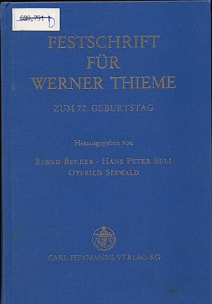 Bild des Verkufers fr Festschrift fr Werner Thieme Zum 70. Geburtstag zum Verkauf von avelibro OHG