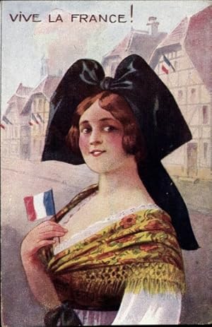 Bild des Verkufers fr Knstler Ansichtskarte / Postkarte Vive la France, Frau in Elssser Tracht zum Verkauf von akpool GmbH
