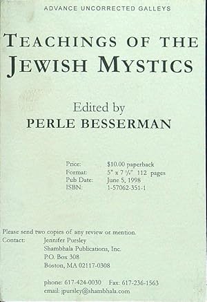 Bild des Verkufers fr Teachings of the jewish mystics zum Verkauf von Librodifaccia